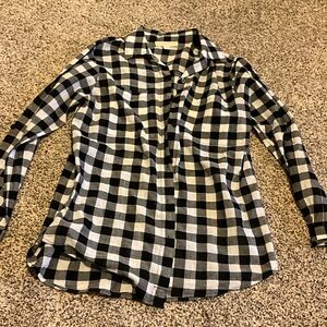 Black and White Checkered Long Sleeve Shirt